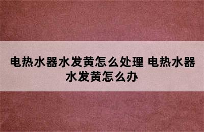 电热水器水发黄怎么处理 电热水器水发黄怎么办